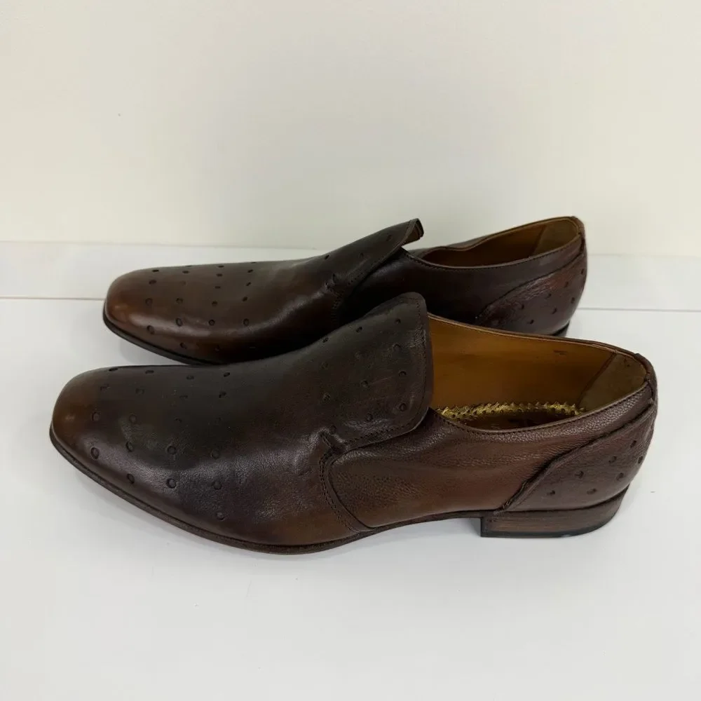 Area Forte Brown Leather Perforated Italian Loafers Dress Shoes EU 45 New - Picture 6 of 8